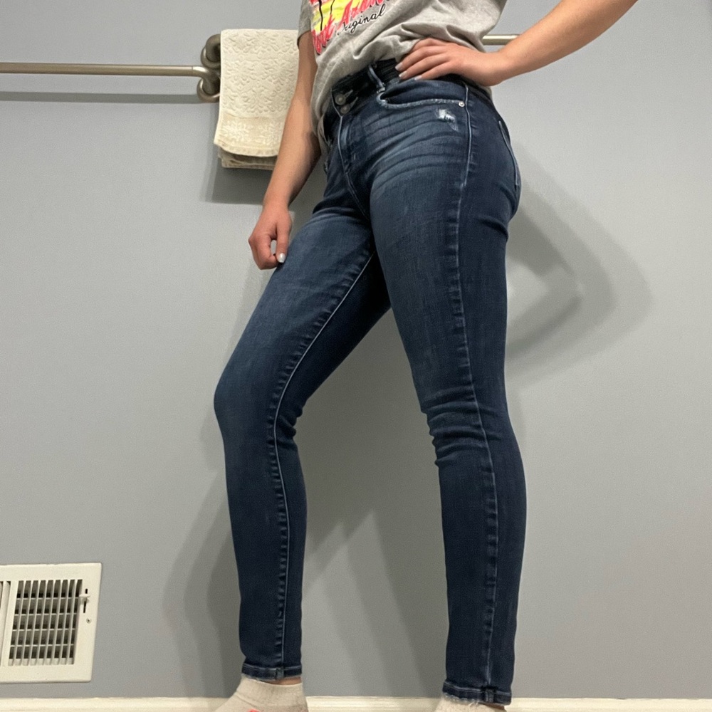 Navy blue high-rise jeans